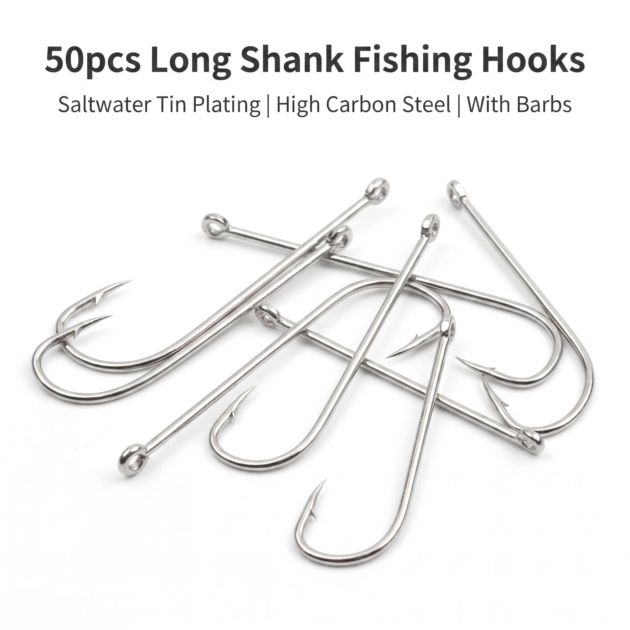 Fishing Hook Offset - 50 hameçons circulaires à tige longue