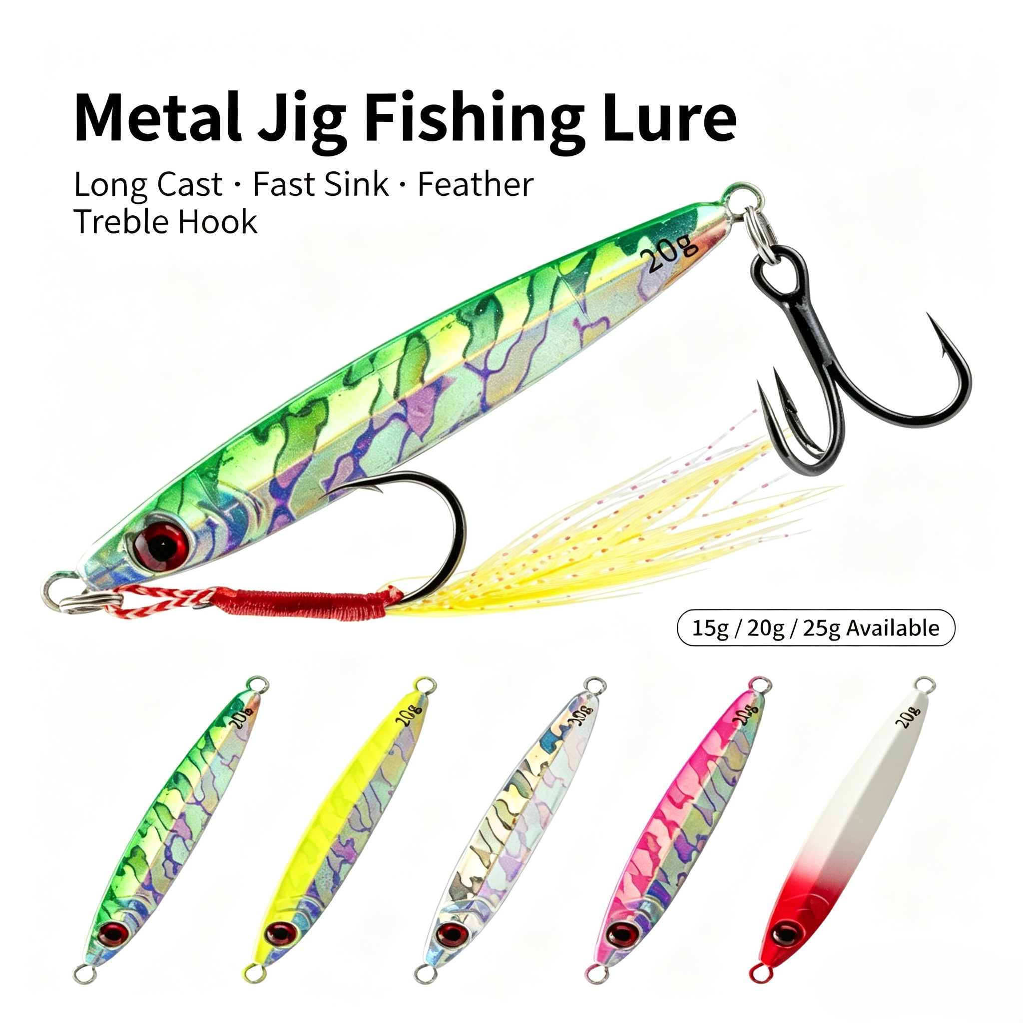 Fishing Hook Treble - Ensemble de 3 leurres métalliques asymétriques
